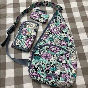 Vera Bradley Floral Backpack Set - Purple, Blue, Gray